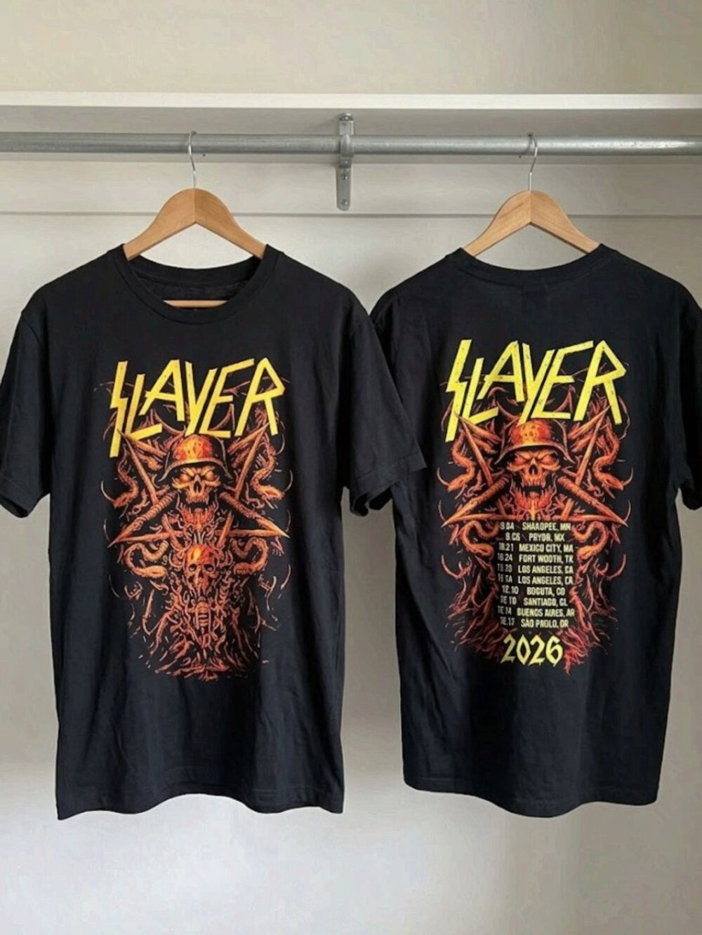 Slayer World Tour 2026 Inferno Tour Dates T-Shirt Reprint